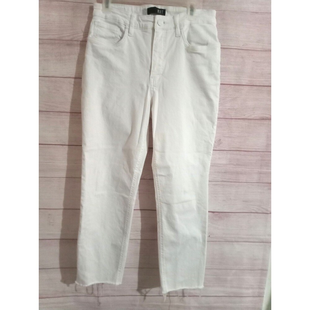 Kut From The Kloth Jeans Women's Size 10  High Waist Mom Jeans Ankle White